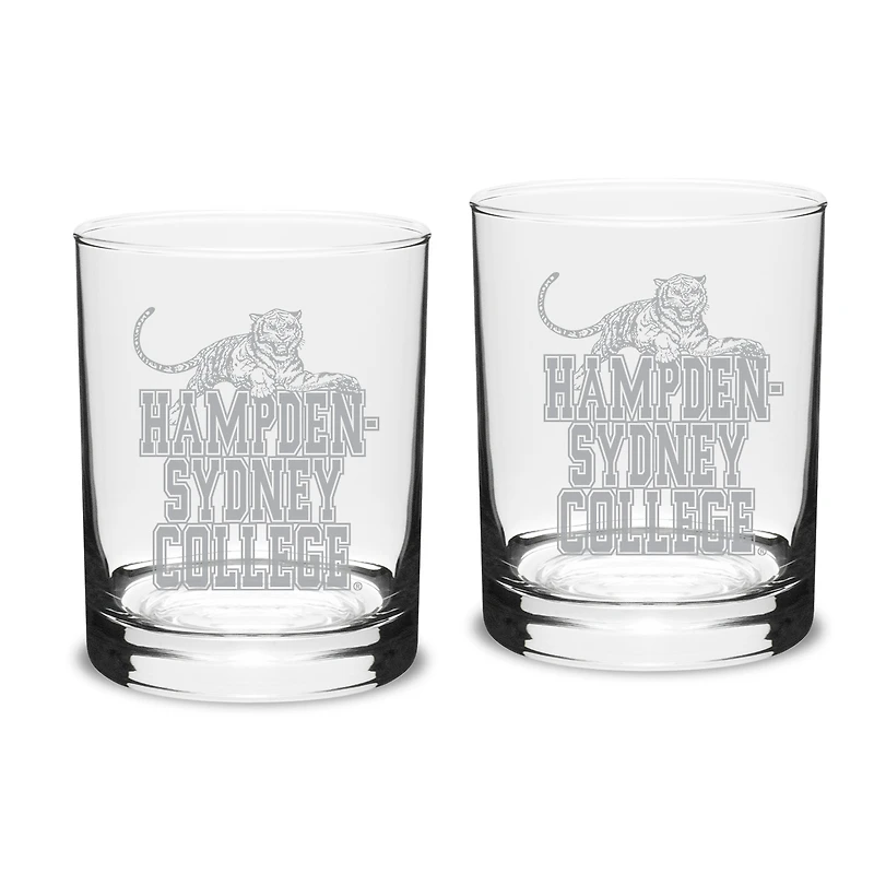 Hampden-Sydney College Tigers 14oz. Classic Double Old Fashion Glass Set