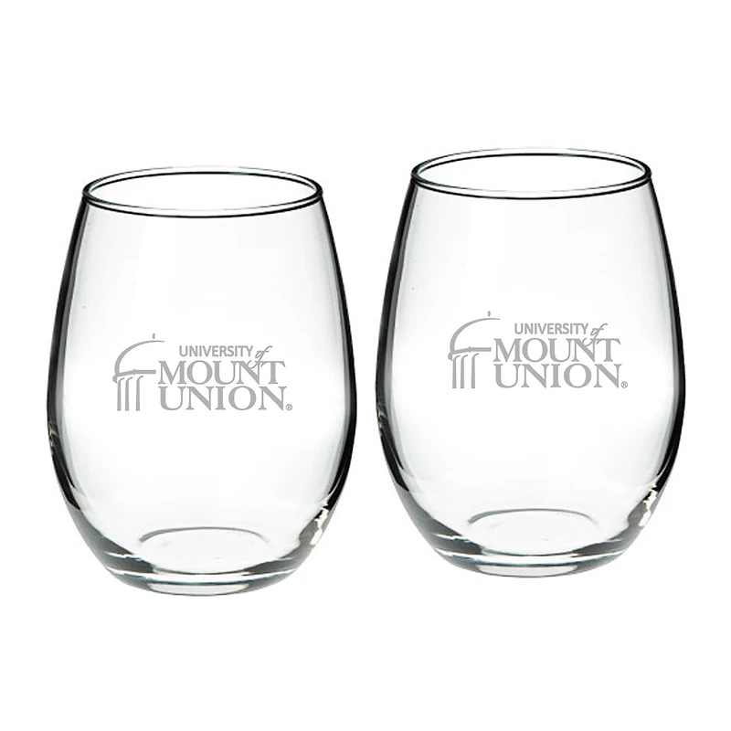 Mount Union Purple Raiders Two-Piece 21oz. Stemless Wine Glass Set