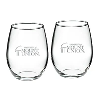 Mount Union Purple Raiders Two-Piece 21oz. Stemless Wine Glass Set