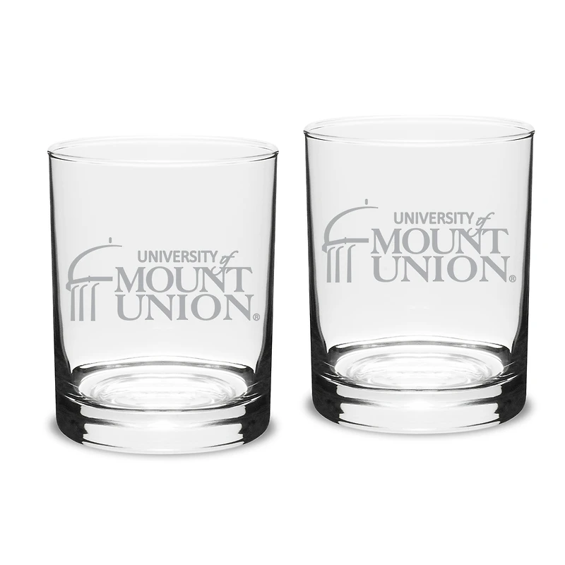 Mount Union Purple Raiders 14oz. Classic Double Old Fashion Glass Set