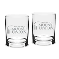 Mount Union Purple Raiders 14oz. Classic Double Old Fashion Glass Set