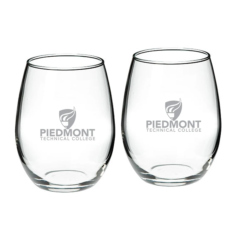 Piedmont Technical College Two-Piece 21oz. Stemless Wine Glass Set