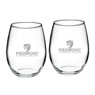 Piedmont Technical College Two-Piece 21oz. Stemless Wine Glass Set