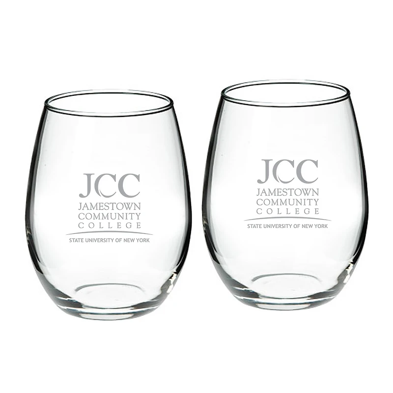 SUNY Jamestown Community College Two-Piece 21oz. Stemless Wine Glass Set