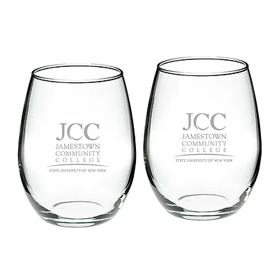 SUNY Jamestown Community College Two-Piece 21oz. Stemless Wine Glass Set