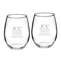 SUNY Jamestown Community College Two-Piece 21oz. Stemless Wine Glass Set