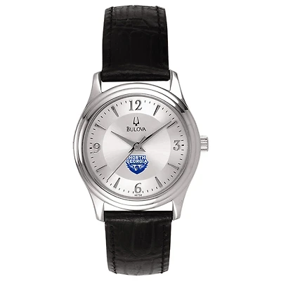 Women's North Georgia Nighthawks Bulova Silver-Tone Stainless Steel Watch with Leather Strap