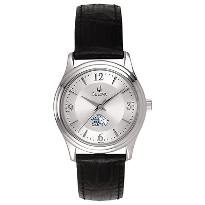 Women's St. Edwards Hilltoppers Bulova Silver-Tone Stainless Steel Watch with Leather Strap