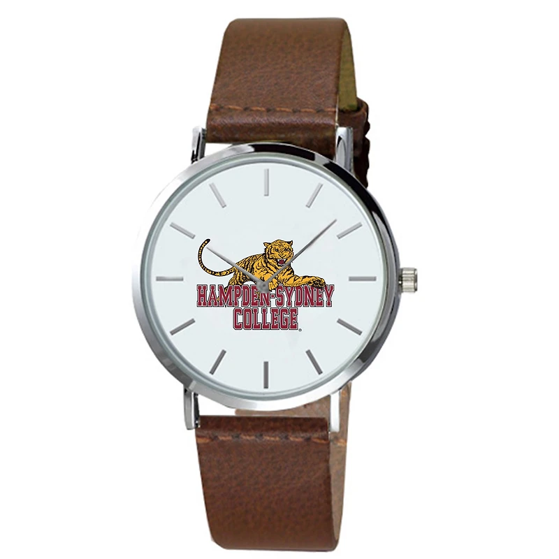 Men's Hampden-Sydney College Tigers Plexus Brown Leather Watch