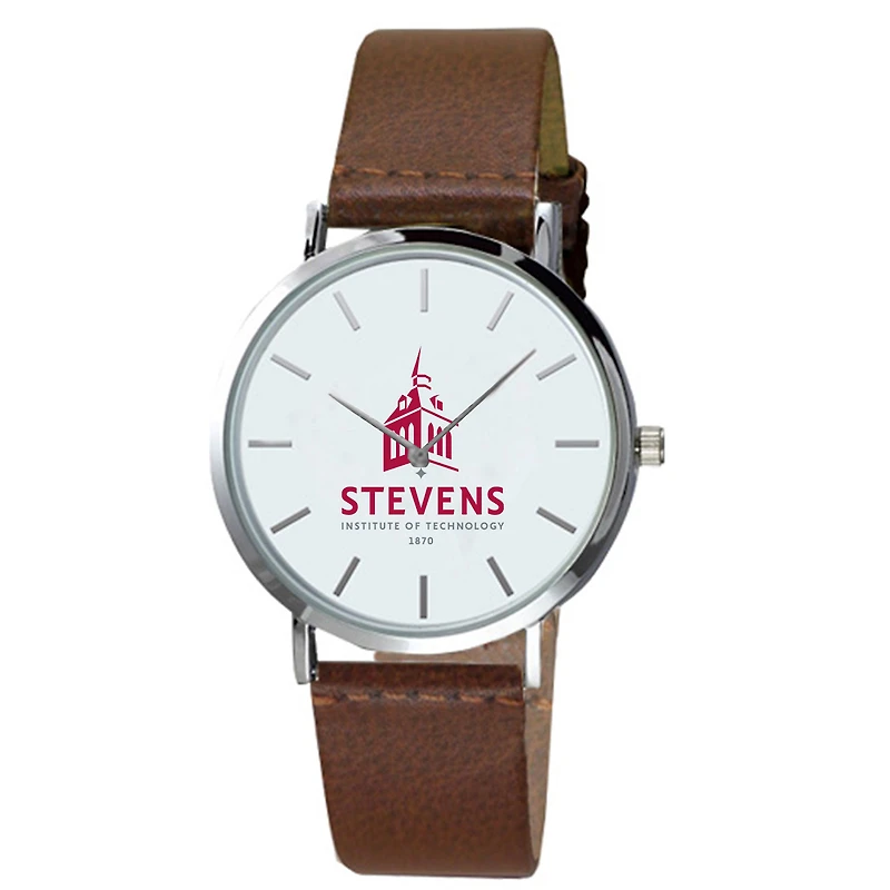 Men's Stevens Institute of Technology Ducks Plexus Brown Leather Watch