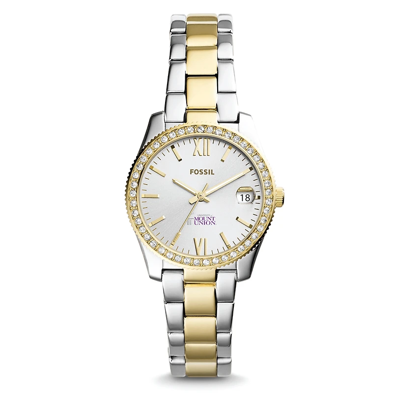 Women's Mount Union Purple Raiders Fossil Scarlette Mini Two Tone Stainless Steel Watch