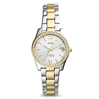Women's Mount Union Purple Raiders Fossil Scarlette Mini Two Tone Stainless Steel Watch