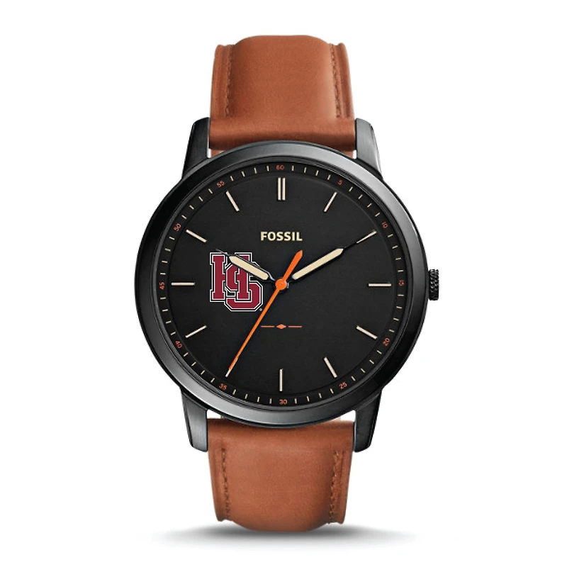 Men's Hampden-Sydney College Tigers Fossil Minimalist Slim Light Brown Leather Watch