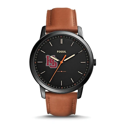 Men's Hampden-Sydney College Tigers Fossil Minimalist Slim Light Brown Leather Watch