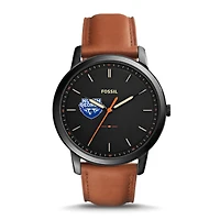 Men's North Georgia Nighthawks Fossil Minimalist Slim Light Brown Leather Watch