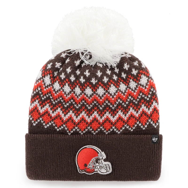Women's '47 Brown Cleveland Browns Elsa Cuffed Knit Hat with Pom