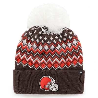 Women's '47 Brown Cleveland Browns Elsa Cuffed Knit Hat with Pom