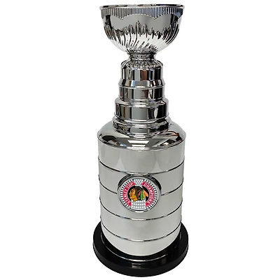 Silver Chicago Blackhawks 14" Stanley Cup Coin Bank Replica Trophy