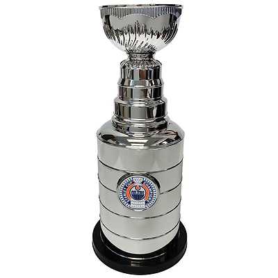 Silver Edmonton Oilers 14" Stanley Cup Coin Bank Replica Trophy