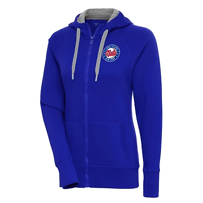 Women's Antigua Royal Long Island Nets Victory Full-Zip Hoodie