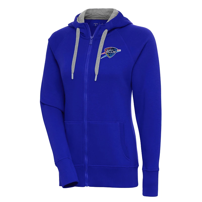 Women's Antigua Royal Oklahoma City Blue Victory Full-Zip Hoodie