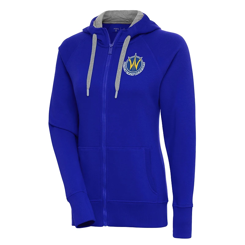 Women's Antigua Royal Santa Cruz Warriors Victory Full-Zip Hoodie