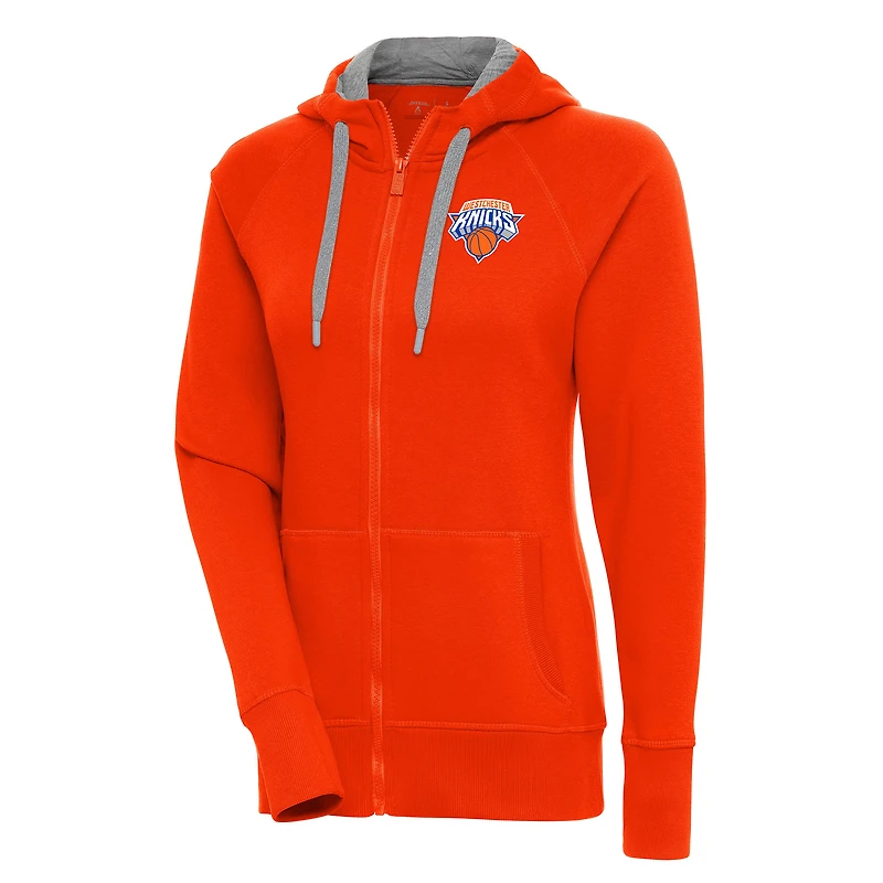 Women's Antigua Orange Westchester Knicks Victory Full-Zip Hoodie