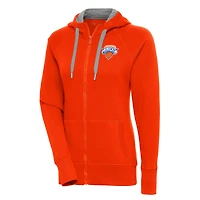 Women's Antigua Orange Westchester Knicks Victory Full-Zip Hoodie