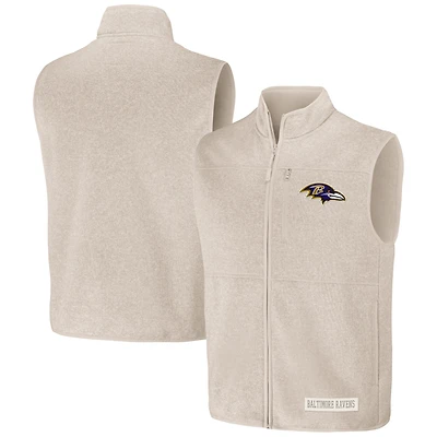 Men's NFL x Darius Rucker Collection by Fanatics  Oatmeal Baltimore Ravens Full-Zip Sweater Vest