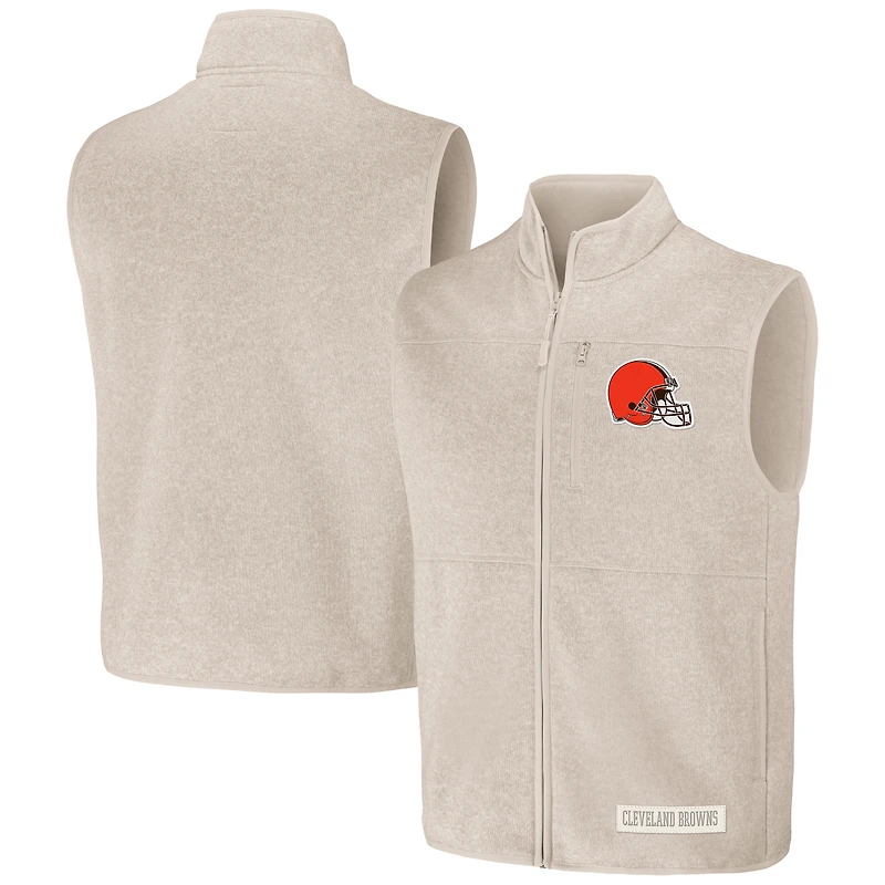 Men's NFL x Darius Rucker Collection by Fanatics  Oatmeal Cleveland Browns Full-Zip Sweater Vest