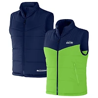Men's NFL x Darius Rucker Collection by Fanatics Navy Seattle Seahawks Colorblocked Full-Zip Vest