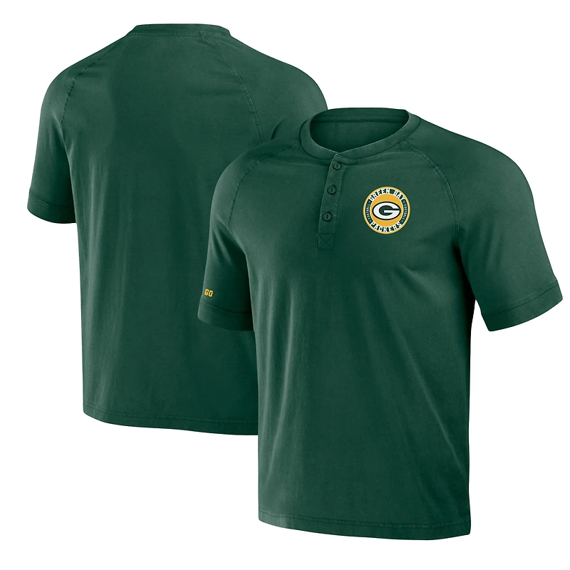 Men's NFL x Darius Rucker Collection by Fanatics Green Green Bay Packers Washed Raglan Henley T-Shirt