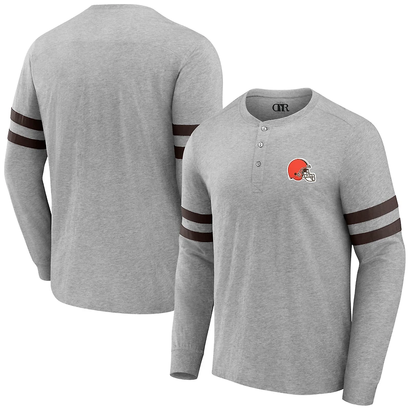 Men's NFL x Darius Rucker Collection by Fanatics Heather Gray Cleveland Browns Henley Long Sleeve T-Shirt