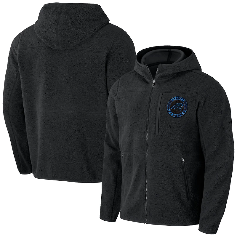 Men's NFL x Darius Rucker Collection by Fanatics Black Carolina Panthers Sherpa Full-Zip Hoodie