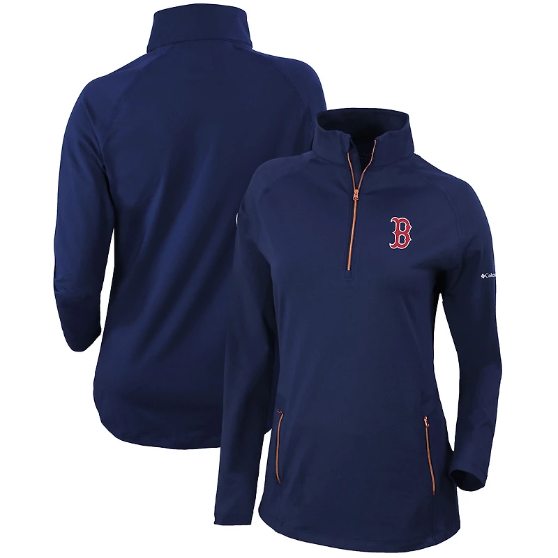 Women's Columbia Navy Boston Red Sox Omni-Wick Outward Nine Quarter-Zip Pullover Top