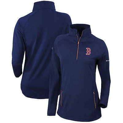 Women's Columbia Navy Boston Red Sox Omni-Wick Outward Nine Quarter-Zip Pullover Top