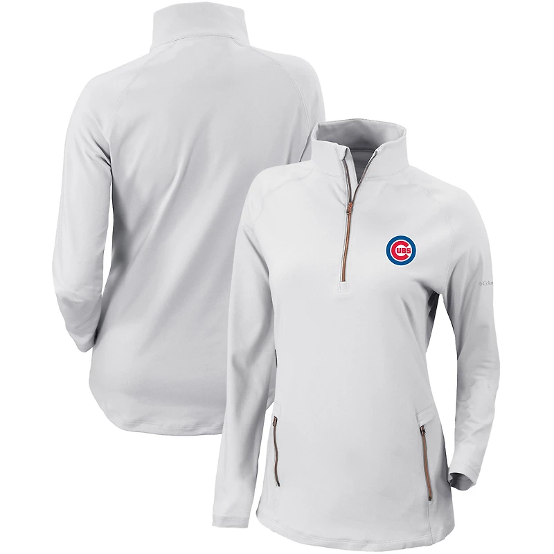 Women's Columbia White Chicago Cubs Omni-Wick Outward Nine Quarter-Zip Pullover Top