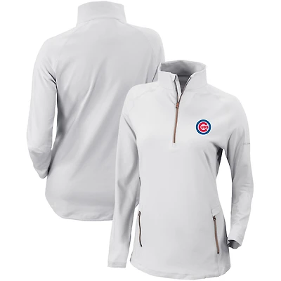 Women's Columbia White Chicago Cubs Omni-Wick Outward Nine Quarter-Zip Pullover Top