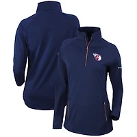 Women's Columbia  Navy Cleveland Guardians Omni-Wick Outward Nine Quarter-Zip Pullover Top