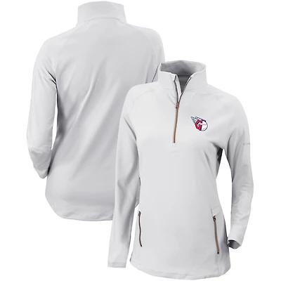 Women's Columbia White Cleveland Guardians Omni-Wick Outward Nine Quarter-Zip Pullover Top
