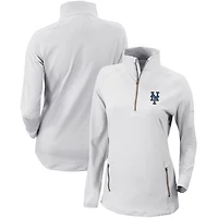 Women's Columbia  White New York Mets Omni-Wick Outward Nine Quarter-Zip Pullover Top
