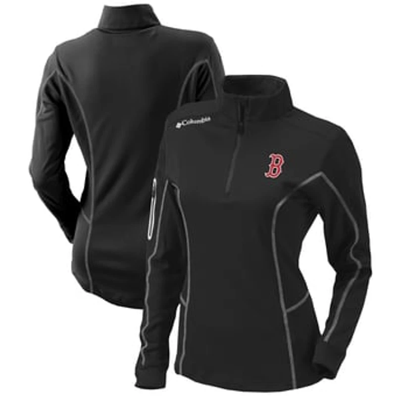 Women's Columbia  Black Boston Red Sox Omni-Wick Shotgun Quarter-Zip Pullover Top