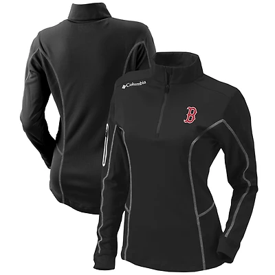 Women's Columbia  Black Boston Red Sox Omni-Wick Shotgun Quarter-Zip Pullover Top