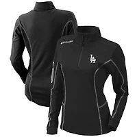 Women's Columbia  Black Los Angeles Dodgers Omni-Wick Shotgun Quarter-Zip Pullover Top