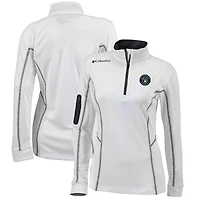 Women's Columbia  White Milwaukee Brewers Omni-Wick Shotgun Quarter-Zip Pullover Top