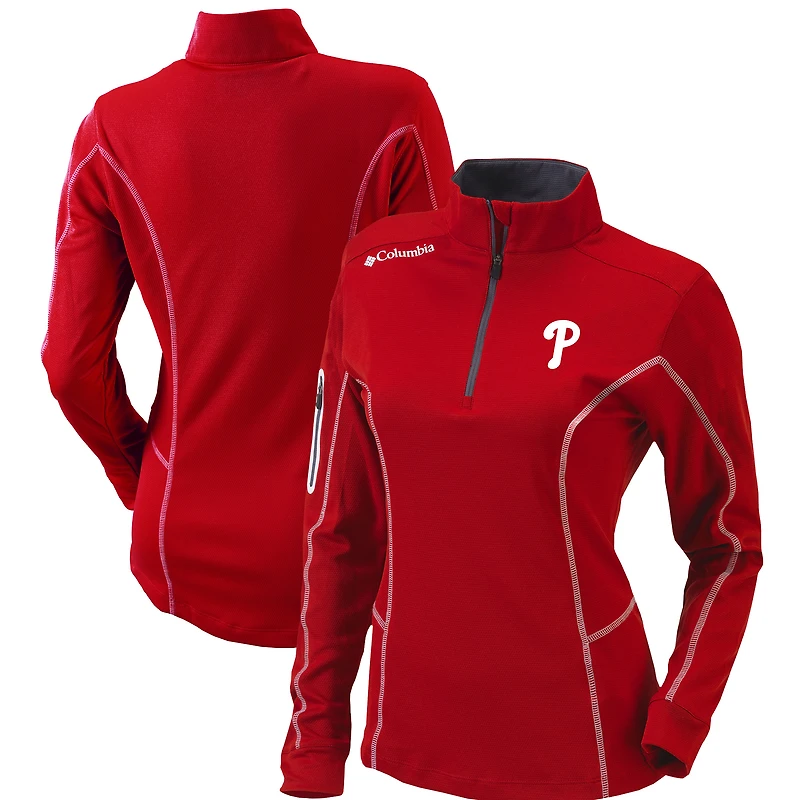 Women's Columbia Philadelphia Phillies Omni-Wick Shotgun Quarter-Zip Pullover Top