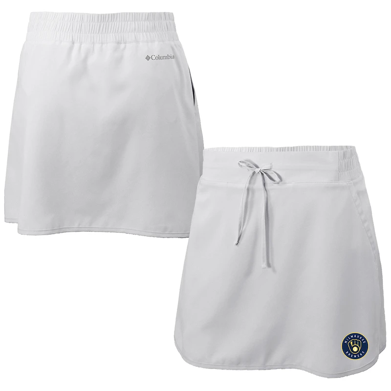 Women's Columbia White Milwaukee Brewers Omni-Wick Lakewood Pines Skort
