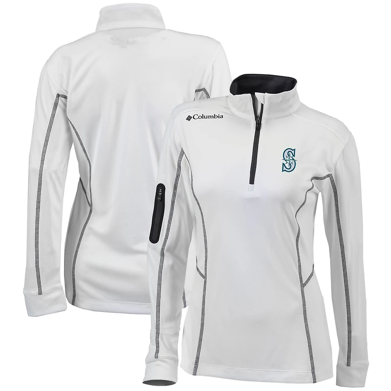 Women's Columbia White Seattle Mariners Omni-Wick Shotgun Quarter-Zip Pullover Top