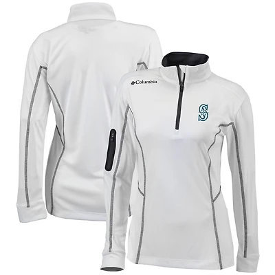Women's Columbia  White Seattle Mariners Omni-Wick Shotgun Quarter-Zip Pullover Top