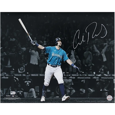Cal Raleigh Seattle Mariners Autographed 16" x 20" Home Run Spotlight for Playoffs Photograph